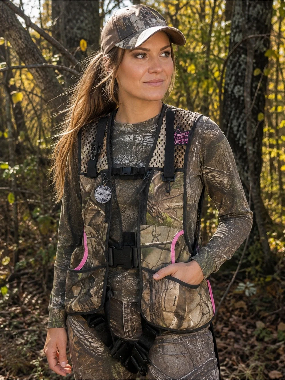 Hunter Safety System Women’s Camo Hunting Safety Vest Harness Pink M